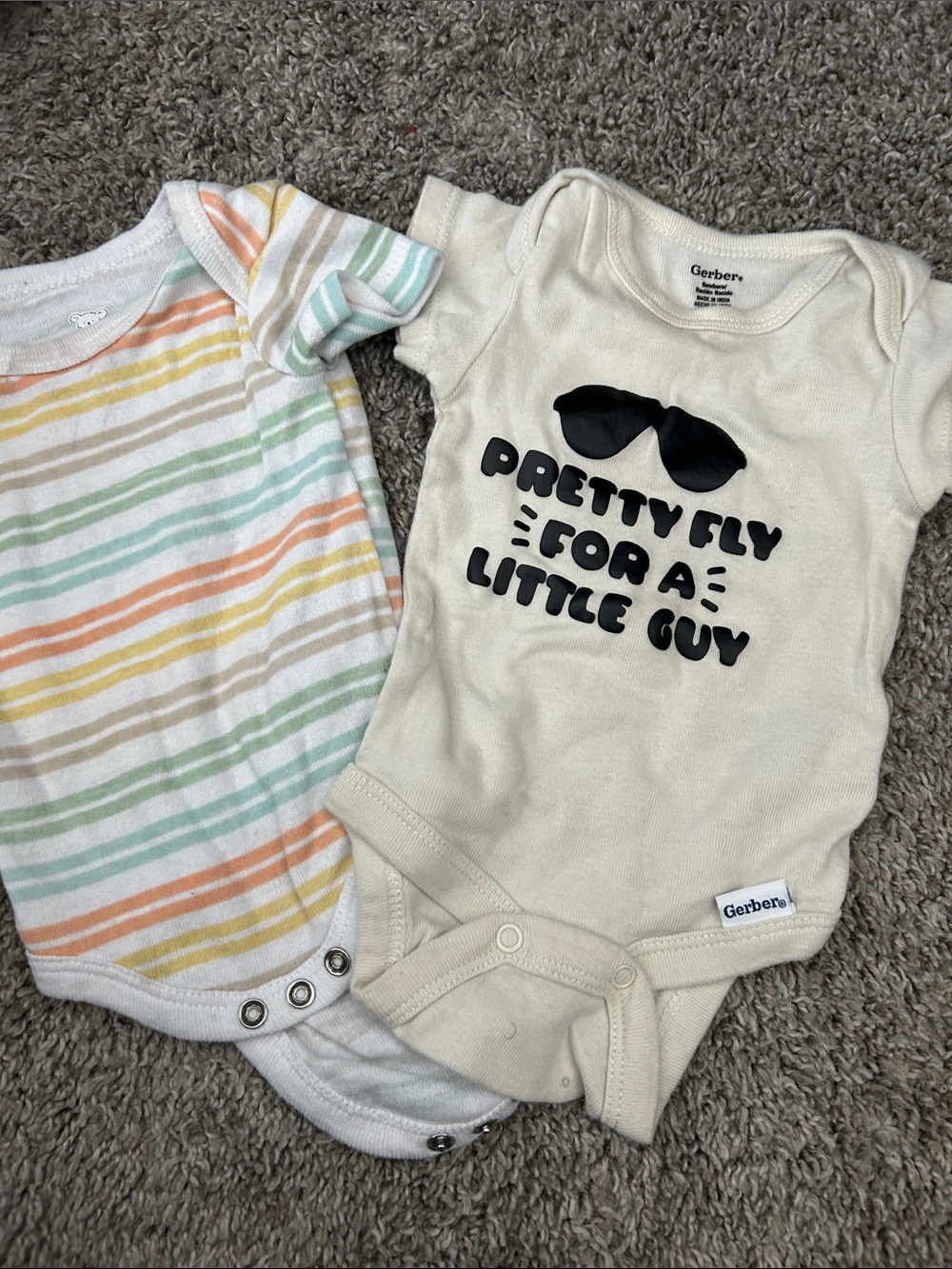 Gerber Cream 'Pretty Fly for a Little Guy' Short Sleeve One-Piece Bodysuit